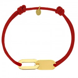 Bracelet réglable cordon bleu marine, anneau St John en argent 925/1000 rhodié