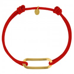 Bracelet réglable cordon rouge, anneau Figaro taille L en argent 925/1000 rhodié