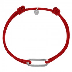 Bracelet réglable cordon rouge, anneau Gaby taille S en argent 925/1000 rhodié