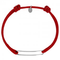 Bracelet réglable cordon rouge, anneau Harper en argent 925/1000 rhodié