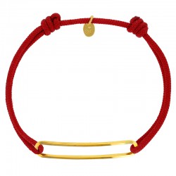 Bracelet réglable cordon rouge, anneau Harper en argent 925/1000 rhodié