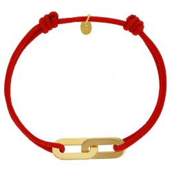 Bracelet réglable cordon rouge, anneau Jean-Jean en argent 925/1000 rhodié