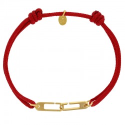 Bracelet réglable cordon rouge, anneau Osmose taille M en argent 925/1000 rhodié