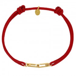 Bracelet réglable cordon rouge, anneau Osmose taille S en argent 925/1000 rhodié