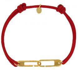 Bracelet réglable cordon rouge, anneau Osmose taille XL en argent 925/1000 rhodié