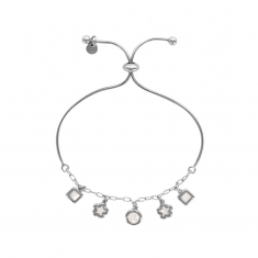 Bracelet réglable MADRE PERLA argent 925/1000 rhodié motifs et mailles variés avec nacre