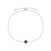 Bracelet réglable orné d'une agate noire, argent 925/1000 rhodié
