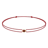Bracelet réglable rhodolite sertie clos, cordon nylon rouge carmin, Or 375/1000