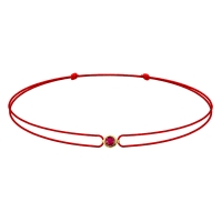 Bracelet réglable rubis diopside serti clos, cordon nylon réglable rouge, Or 375/1000