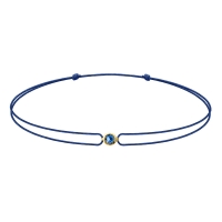 Bracelet réglable saphir synthétique serti clos, cordon nylon bleu marine, Or 375/1000