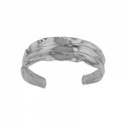 Bracelet rigide aspect froissé, argent 925/1000 platiné