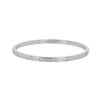 Bracelet rigide avec 7 oxydes sertis clos argent 925/1000 rhodié