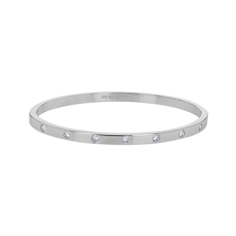 Bracelet rigide avec 7 oxydes sertis clos argent 925/1000 rhodié