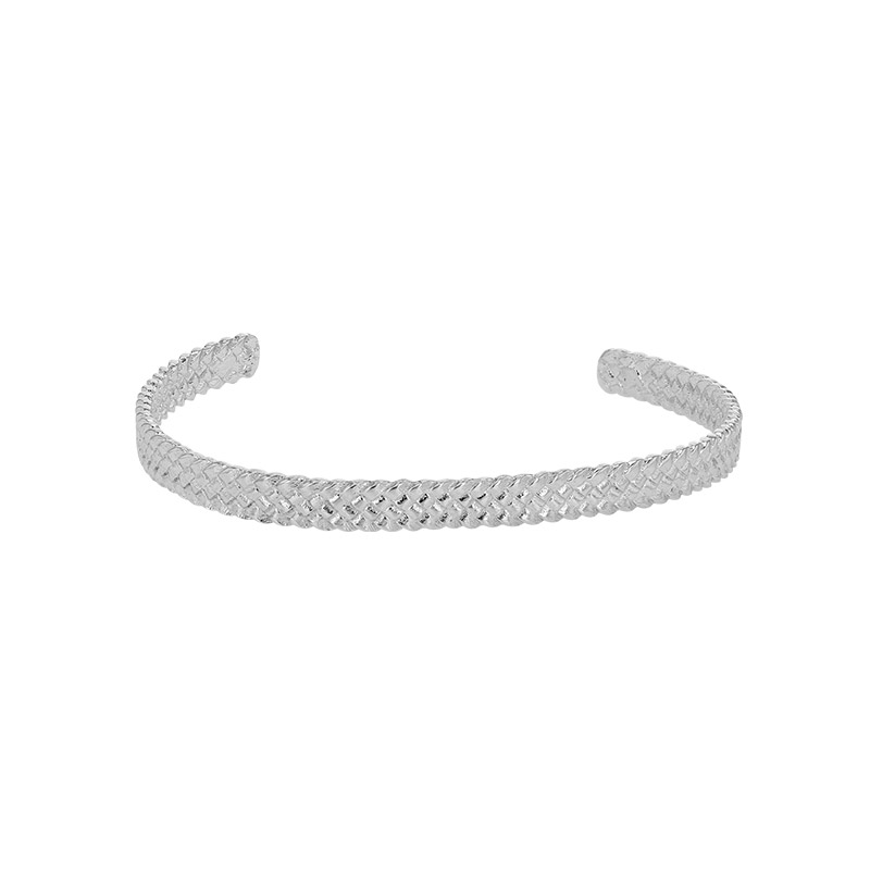 Bracelet rigide motif tressé en argent 925/1000 rhodié