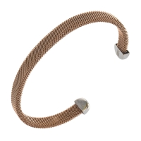 Bracelet rigide ouvert acier doré-rose
