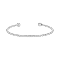 Bracelet rigide perlé en argent 925/1000 platiné