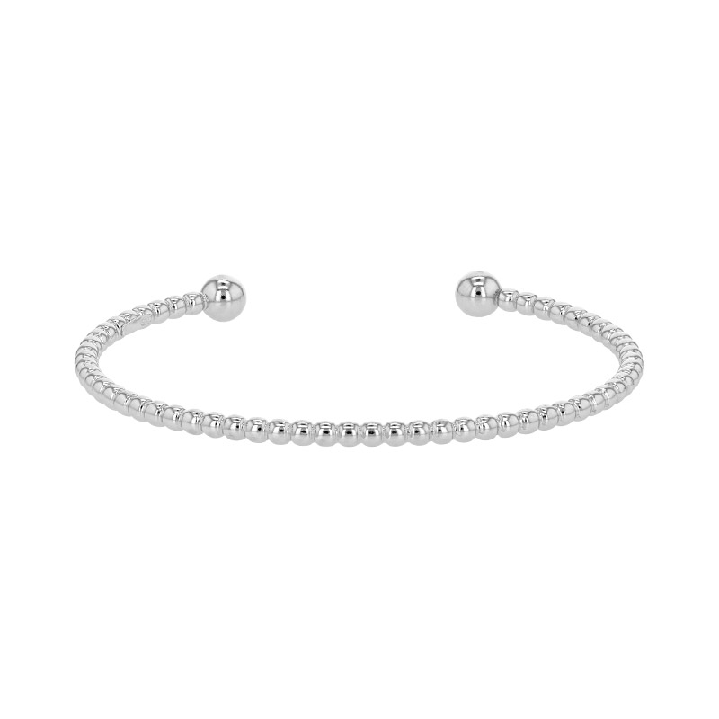 Bracelet rigide perlé en argent 925/1000 platiné