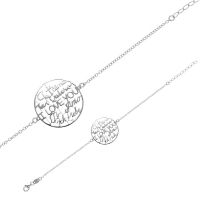 Bracelet rond ajouré avec inscriptions I love you en Argent rhodié 925/1000