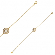 Bracelet rond ajouré en nacre, argent 925/1000 doré