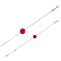 Bracelet rond émail noir, argent 925/1000 platiné