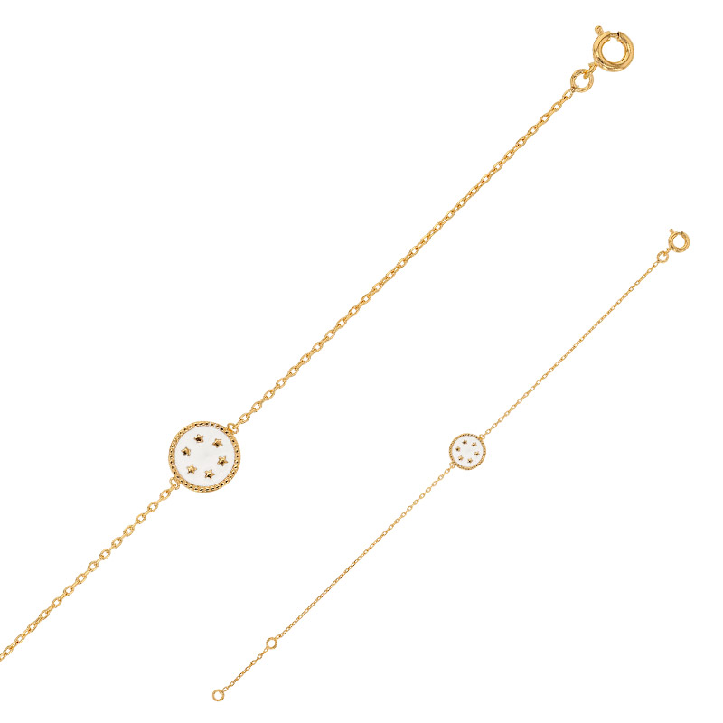 Bracelet rond étoile Plaqué or sur émail blanc