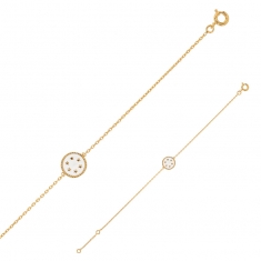Bracelet rond étoile Plaqué or sur émail blanc