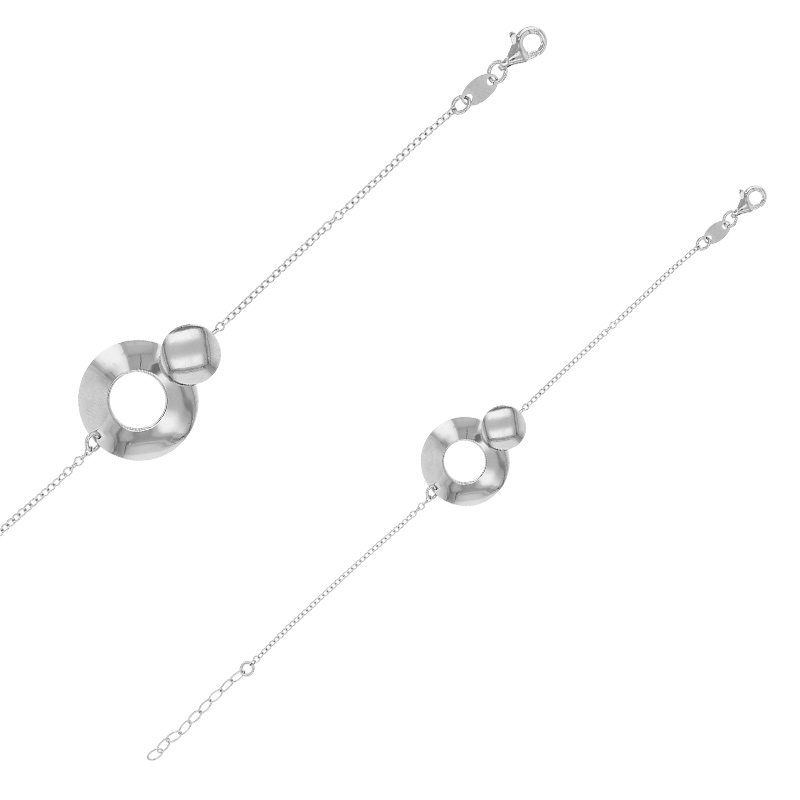 Bracelet 2 ronds dont un ajouré en argent 925/1000 rhodié