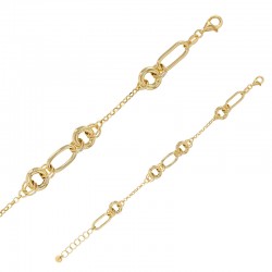 Bracelet ronds et ovales entrelacés maille jaseron, argent 925/1000 doré
