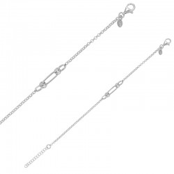 Bracelet ronds et ovales entrelacés maille jaseron, fermoir menotte en argent 925/1000 rhodié