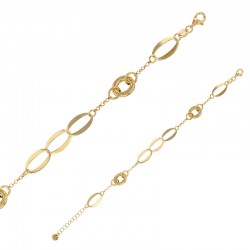 Bracelet ronds et ovales lisses entrelacés maille jaseron, argent 925/1000 doré