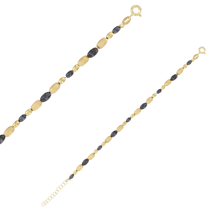 Bracelet ronds forme ovales brossés en ruthénium, argent 925/1000 doré