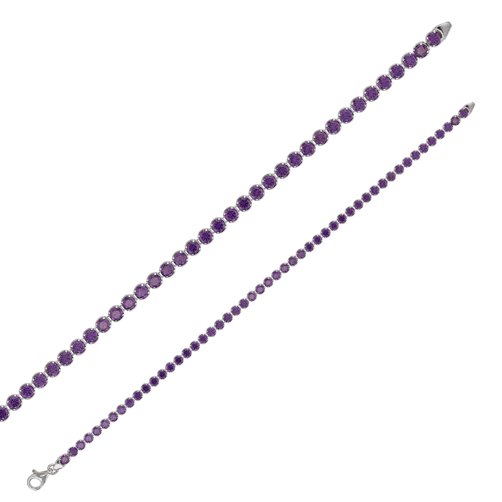 Bracelet Tennis en argent 925/1000 rhodié et oxydes, diam. 2,75mm