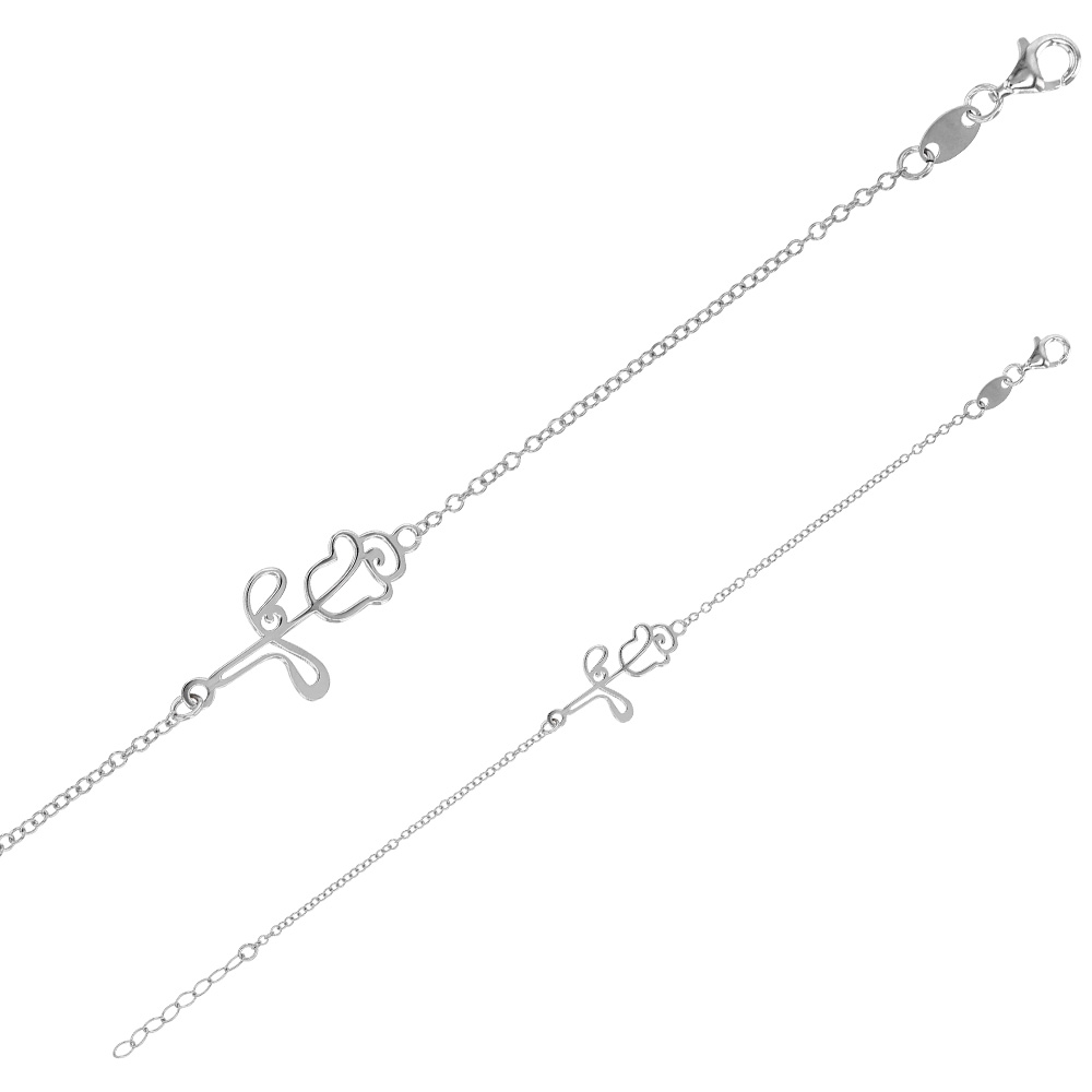 Bracelet TERRA motif tulipe ajouré en Argent rhodié 925/1000