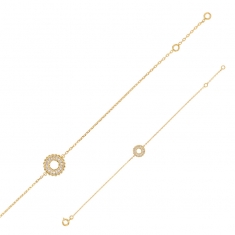 Bracelet Tournesol orné d'oxydes de zirconium, Plaqué or