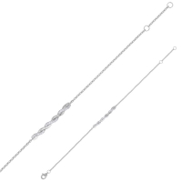 Bracelet tressé avec oxydes, argent 925/1000 rhodié