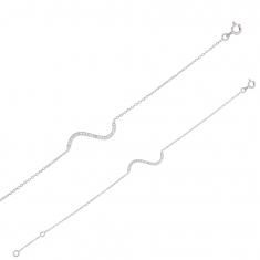 Bracelet vague en argent rhodié 925/1000 et oxydes de zirconium