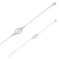 Bracelet vagues en acier et pierres synthétiques blanches