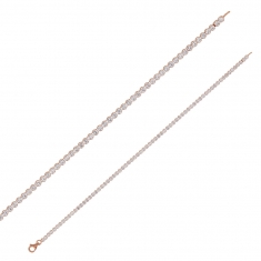 Bracelets rivières en argent 925/1000 doré-rose et oxydes, diam. 2,10mm