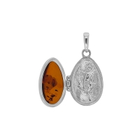 Cassolette forme poire ambre cognac en argent 925/1000