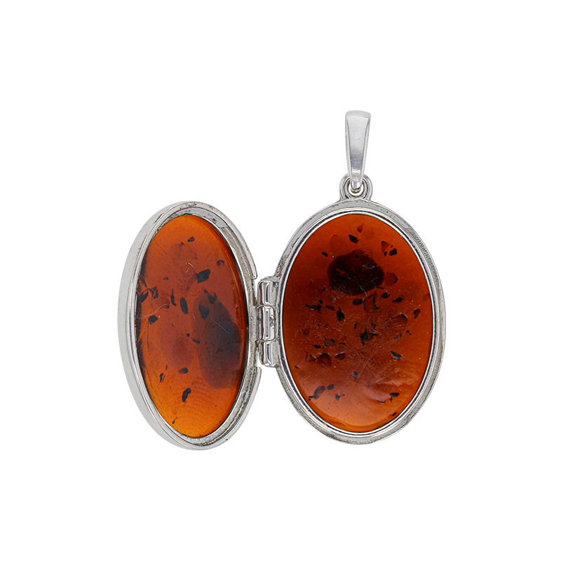Cassolette ovale ambre cognac en argent 925/1000