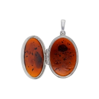 Cassolette ovale ambre cognac en argent 925/1000