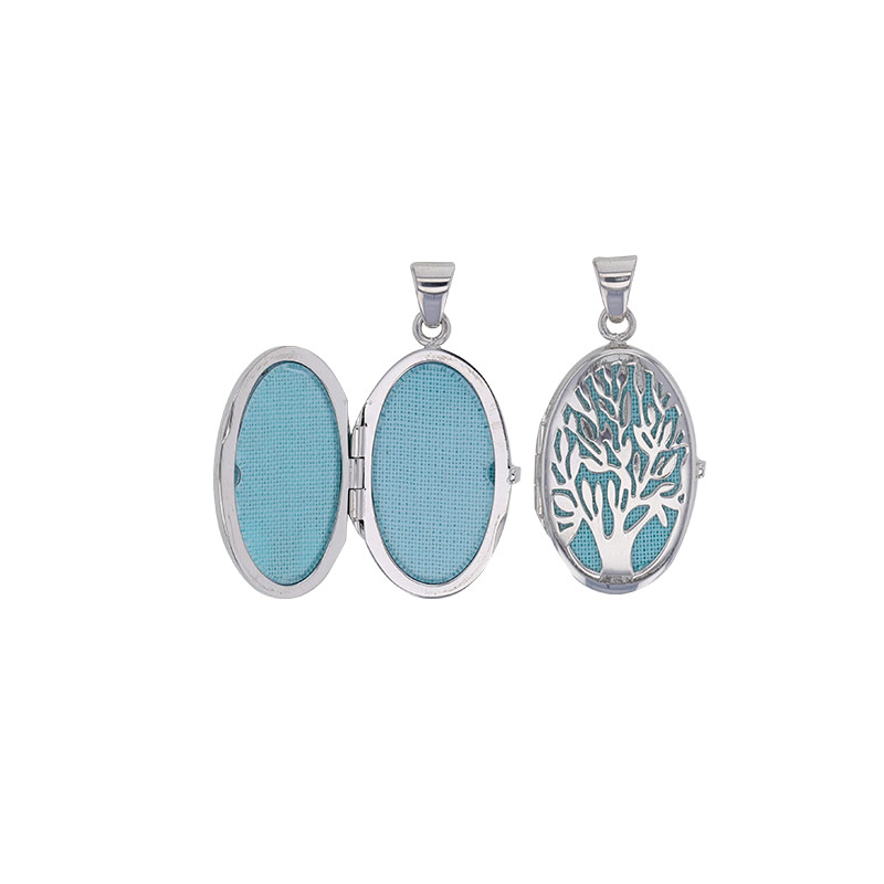 Cassolette ovale arbre de vie ajouré argent 925/1000 rhodié