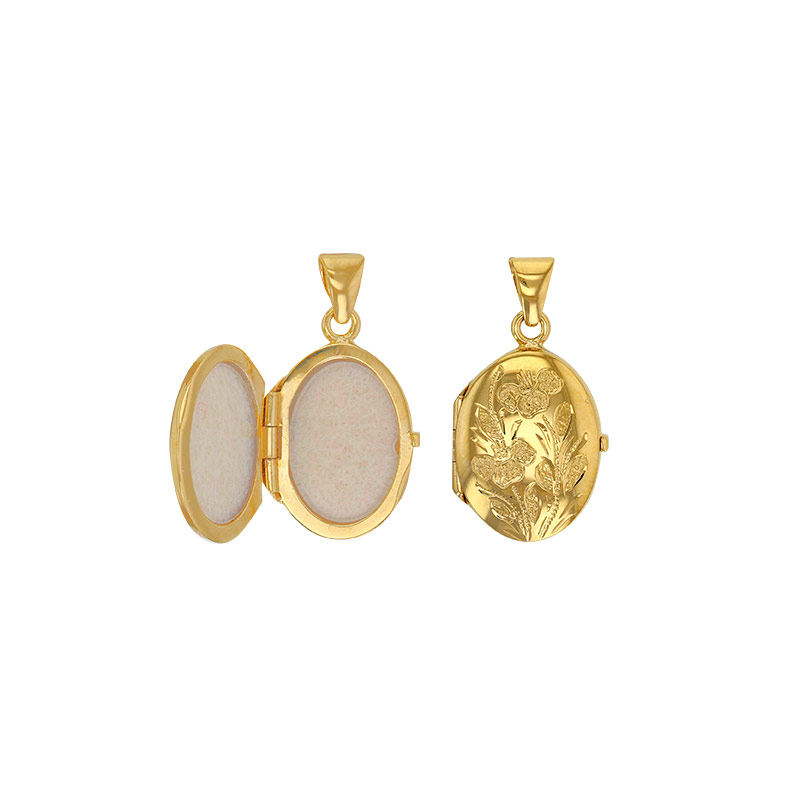 Cassolette ovale motif fleurs gravées, argent 925/1000 rhodié