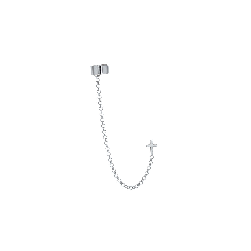 Chaîne d'oreilles, éléments croix en argent rhodié 925/1000