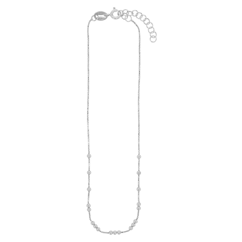 Chaîne de cheville à boules en argent 925/1000 rhodié