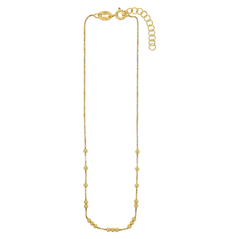 Chaîne de cheville à boules en argent 925/1000 rhodié