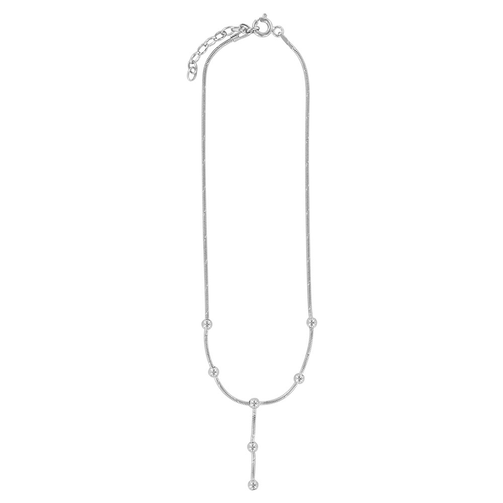 Chaîne de cheville à maille serpent en argent rhodié 925/1000 - boules