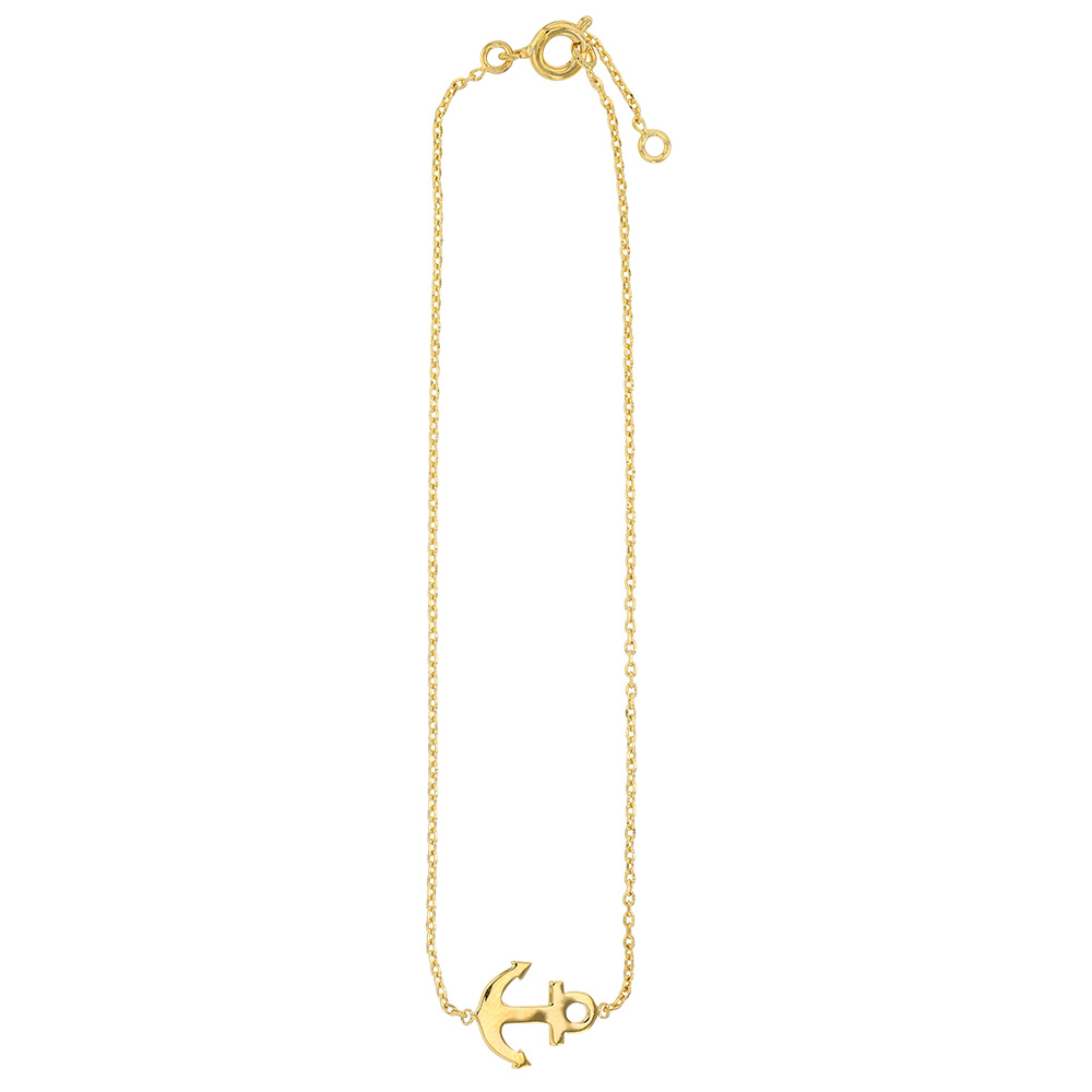 Chaîne de cheville ancre marine en plaqué or 23+ 2cm