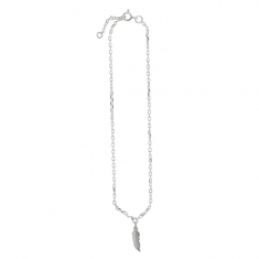 Chaîne de cheville en argent rhodié 925/1000 - plume