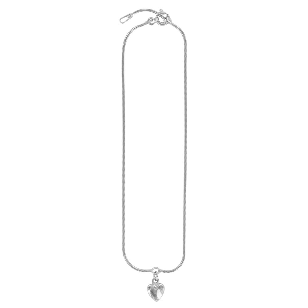 Chaîne de cheville en argent rhodié 925/1000 à maille serpent ornée d'un coeur